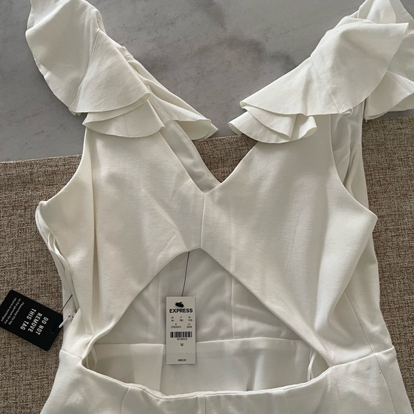 Express White Mini Ruffle Open back Dress - Picture 3 of 6